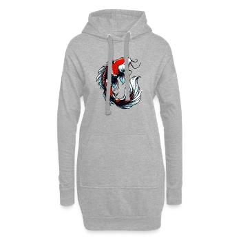 Carpe koï - Sweat-shirt à capuche long Femme - gris chiné - Devant