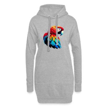Perroquet - Sweat-shirt à capuche long Femme - gris chiné - Devant