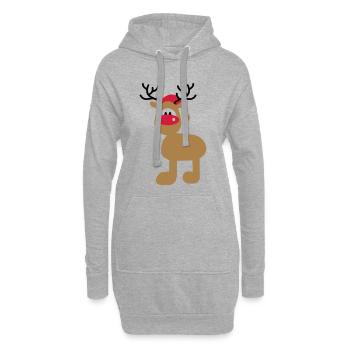 Orignal avec chapeau de Noël - Sweat-shirt à capuche long Femme - gris chiné - Devant