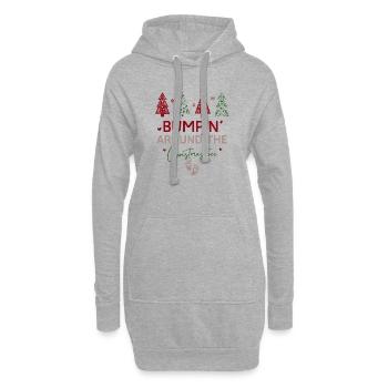 Christmas Pregnancy Reveal Bumpin' Around the tree - Hoodie Dress - heather grey - Front