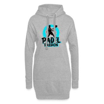 Padel Passion T-Shirt Mugs à Capuche - Sweat-shirt à capuche long Femme - gris chiné - Devant