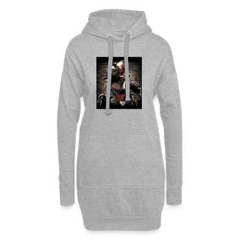Singender Hund - Hoodie-Kleid - Grau meliert - Vorne