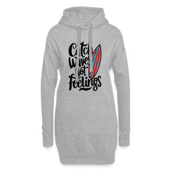 Attraper des vagues, pas des sentiments - Sweat-shirt à capuche long Femme - gris chiné - Devant