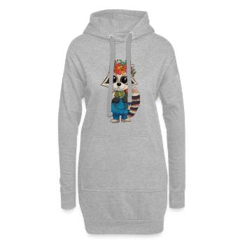 Couronne de fleurs raton laveur - Sweat-shirt à capuche long Femme - gris chiné - Devant