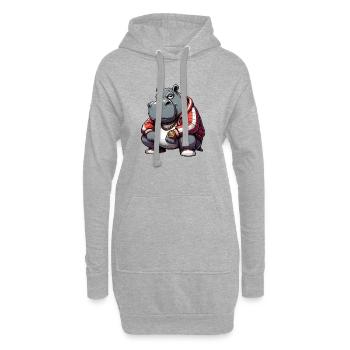 hiphop potame hippopotame - Sweat-shirt à capuche long Femme - gris chiné - Devant