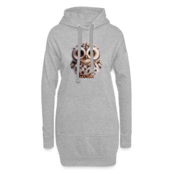 Hibou mignon - Sweat-shirt à capuche long Femme - gris chiné - Devant