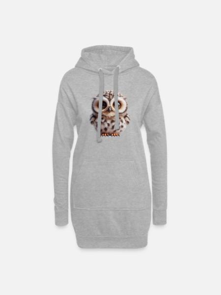 Cute Owl - Hoodie Dress - heather grey