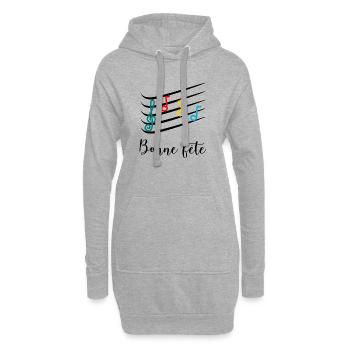 BONNE FÊTE. COEUR. BONNE FÊTE MAMAN. MAMAN - Sweat-shirt à capuche long Femme - gris chiné - Devant