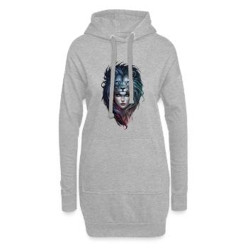 Löwenherz und weibliche Stärke - Hoodie-Kleid - Grau meliert - Vorne