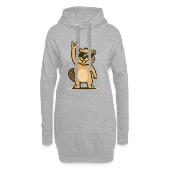 Rockiger Biberbaby-Vibe - Hoodie-Kleid - Grau meliert - Vorne