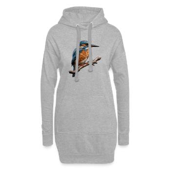 Lebendiger Eisvogel Natur Illustration - Hoodie-Kleid - Grau meliert - Vorne