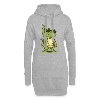 Rock’n’Roll Crocodile Bébé - Sweat-shirt à capuche long Femme - gris chiné - Devant