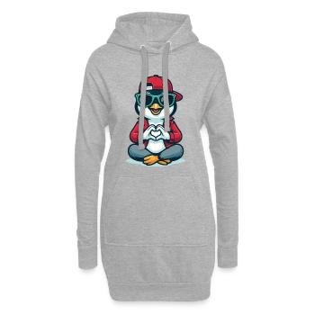 Amour Pingouin Cool - Sweat-shirt à capuche long Femme - gris chiné - Devant