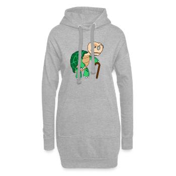 Tortue lente avec lunettes et bâton de marche - Sweat-shirt à capuche long Femme - gris chiné - Devant