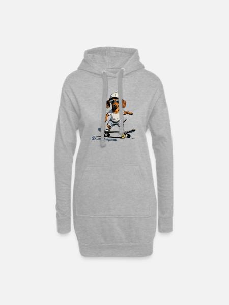 Skateboarden, Skateboarden - Hoodie-Kleid - Grau meliert