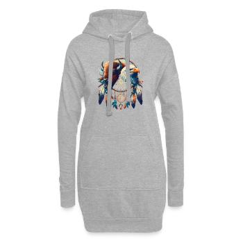 Falcon and Ethereal Buffalo Mandala - Hoodie Dress - heather grey - Front