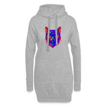 Lebendige Neonkatze mit Sonnenbrille - Hoodie-Kleid - Grau meliert - Vorne