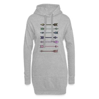 Bunte Pfeile Design - Hoodie-Kleid - Grau meliert - Vorne
