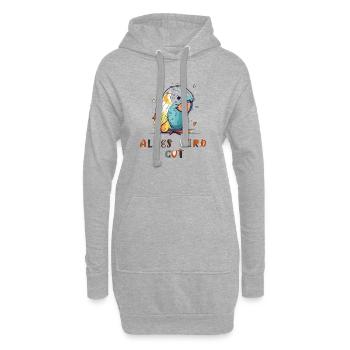 Bunter Papagei, alles wird gut - Hoodie-Kleid - Grau meliert - Vorne