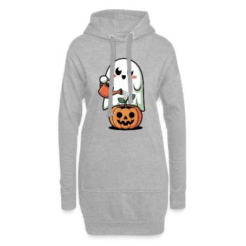 Joli motif de citrouille fantôme d'Halloween - Sweat-shirt à capuche long Femme - gris chiné - Devant