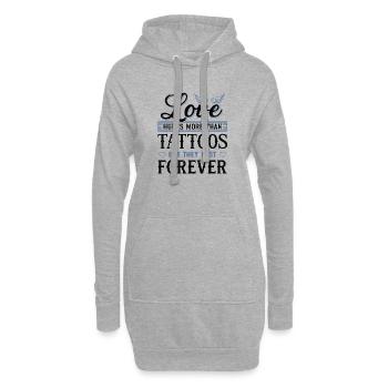 Love hurts more than tattoos – Tattoo & Spruch - Hoodie-Kleid - Grau meliert - Vorne