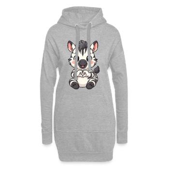 Süßes Zebra mit Herzhänden - Hoodie-Kleid - Grau meliert - Vorne