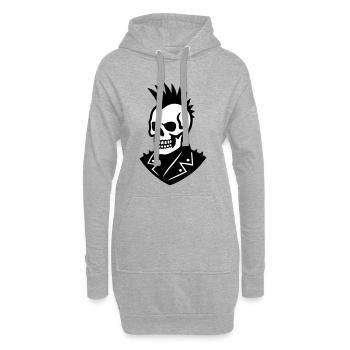 Skull Punk - Hoodie-Kleid - Grau meliert - Vorne