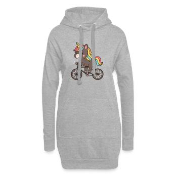 Licorne arc-en-ciel sur vélo - Sweat-shirt à capuche long Femme - gris chiné - Devant