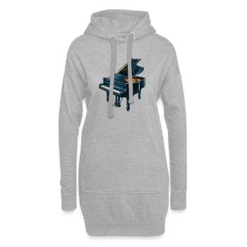 Blauer Konzertflügel - Hoodie-Kleid - Grau meliert - Vorne