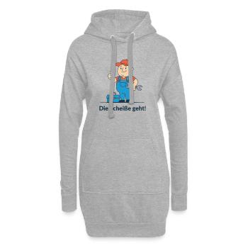 Héros de réparation en salopette. Enfin ça marche - Sweat-shirt à capuche long Femme - gris chiné - Devant