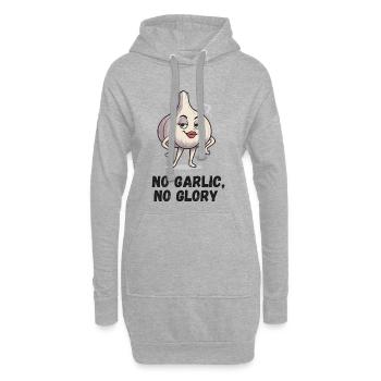 Knoblauch mit Attitüde: No Garlic No Glory  - Hoodie-Kleid - Grau meliert - Vorne