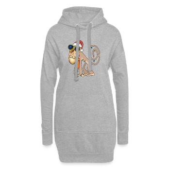 Weihnachtsaffe mit Sonnenbrille - Hoodie-Kleid - Grau meliert - Vorne