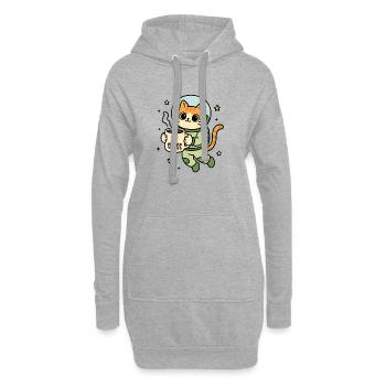 Chat astronaute tasse zen - Sweat-shirt à capuche long Femme - gris chiné - Devant