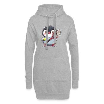 Pinguin Spielt Tennis Mit Schläger Und Ball - Hoodie-Kleid - Grau meliert - Vorne