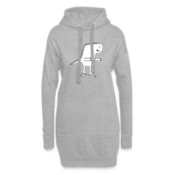 Dino skateboard dessin animé, Cool dinosaure Nerd enfants - Sweat-shirt à capuche long Femme - gris chiné - Devant