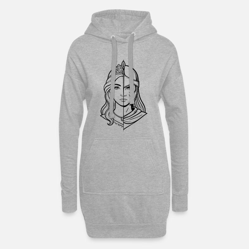 Prinzessin & Kriegerin - Hoodie-Kleid - Grau meliert