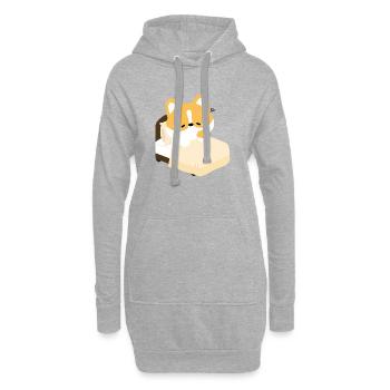 Corgi fatigué sur le lit - Sweat-shirt à capuche long Femme - gris chiné - Devant