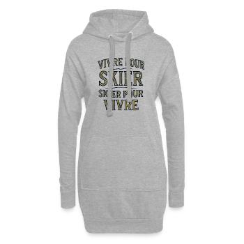 Lebe zum Skifahren, Ski zum Leben - Hoodie-Kleid - Grau meliert - Vorne