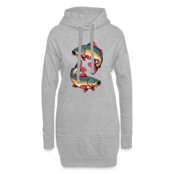 Karpfen – Sportfischer Design mit zwei Karpfen - Hoodie-Kleid - Grau meliert - Vorne