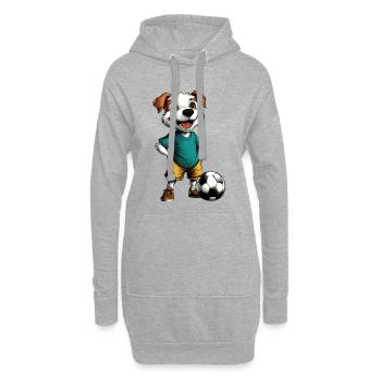 Footballeur chien - Sweat-shirt à capuche long Femme - gris chiné - Devant