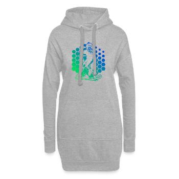 Kompaktes Floorball Design für Unihockey - Hoodie-Kleid - Grau meliert - Vorne