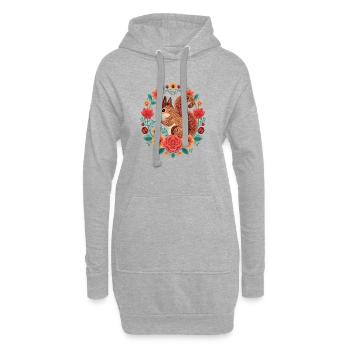 Eichhörnchen im Blumenkreis - Hoodie-Kleid - Grau meliert - Vorne