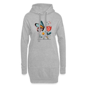 Papillon à motif printanier avec des fleurs - Sweat-shirt à capuche long Femme - gris chiné - Devant