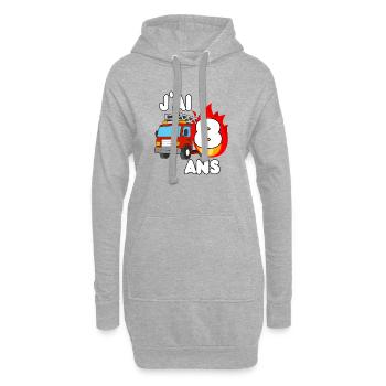 J’ai 8 ans camion de pompier fun - Sweat-shirt à capuche long Femme - gris chiné - Devant