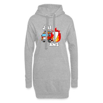 J’ai 7 ans camion de pompier fun - Sweat-shirt à capuche long Femme - gris chiné - Devant