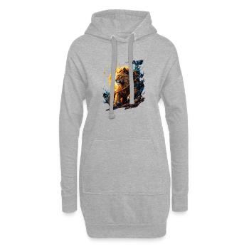 Elementartiger: Feuer und Mond - Hoodie-Kleid - Grau meliert - Vorne