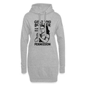 Bouldern starke Frauen - Bouldern ohne Erlaubnis - Hoodie-Kleid - Grau meliert - Vorne