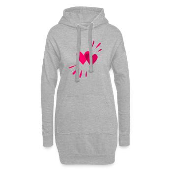Zwei Herzen passend zum Valentinstag - Hoodie-Kleid - Grau meliert - Vorne