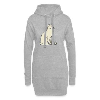Minimalistische Silhouette Cream Cat - Hoodie-Kleid - Grau meliert - Vorne