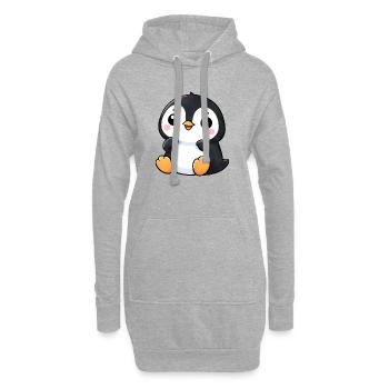 Süßer Pinguin Cartoon Seerose Lachen Freude - Hoodie-Kleid - Grau meliert - Vorne